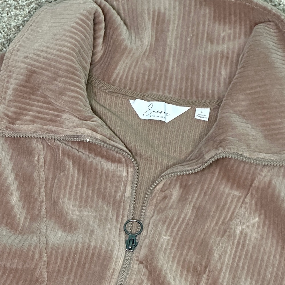 Encore Half Zip Brown Corduroy Jacket